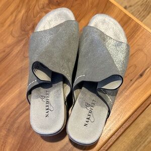 Naked Feet Women's Metallic Silver Mules
